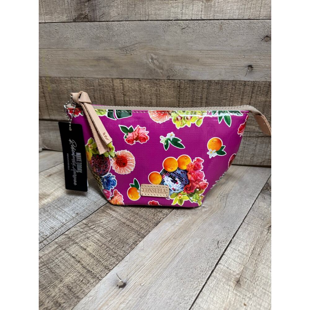 Consuela Magenta Floral & Fruit Print Crossbody Pouch